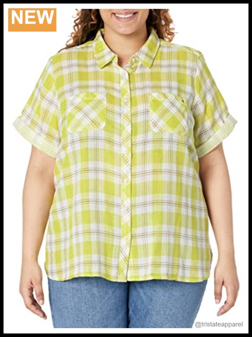 Tommy Hilfiger Women's Roll Tab Cotton Blend Short Sleeve Button Down Shirt